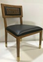 MIDCENTURY MODERN, Mid century/modern, Walnut Colored Wood And Vinyl Black Seat Cushion.