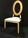 ORNATE CHAIR, DINING CHAIR, SIDE CHAIR, BRASS GOLD WITH WHITE LEATHER CUSHION, 30 AVAILABLE