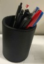 Black Leather Office Desk Pen Holder