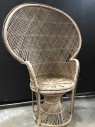 Vintage, Rattan, Wicker Chair, Wire Peacock