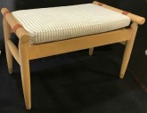 Small Wooden Bench With Cushion, Leather Straps