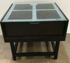 SIDE TABLES, GLASS TOP, DUAL SIDE OPEN, MID CENTURY MODERN MIDCENTURY MODERN