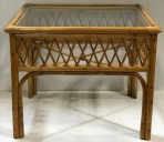 GLASS TOP BAMBOO COFFEE TABLE,VINTAGE