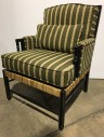 STRIPED CHAIR, WOOD AND BAMBOO FRAME, WITH ACCENT PILLOW, 2 AVAILABLE