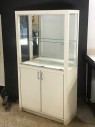 DISPLAY CASE, RETAIL, STORE, MIRRORED BACK, GLASS SHELF, CABINET, SLDIING GLASS