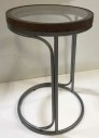 Modern Side Table Glass Top Wood Accent Metal Stand