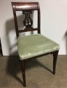 Dining Chair, Green Cushion, Floral Design On Wood, Cherubs, Inlaid