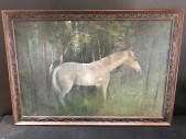 CLEARED FRAMED CANVAS HORSE ARTWORK