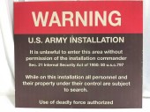 Warning Sign Us Army Installation