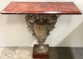 CONSOLE TABLE, FAUX MARBLE TOP AND BASE, URN LEG, 2 AVAILABLE