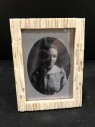 WHITE STONE PICTURE FRAME WITH GLASS