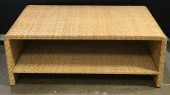 Flat Woven Rattan Lynette Coffee Table From Made Goods, Waterfall Shape, Shelf