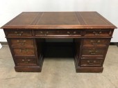 Vintage Library Desk, Leather Top, Executive Style