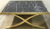 GOLD AND BLACK MARBLE TOP COFFEE TABLE