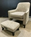 Vintage Stitched Wool Lounge Chair Low Arms With Matching Ottoman, Mid Century Modern, MIDCENTURY MODERN
