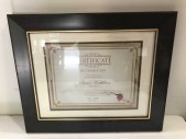 FRAMED AWARD CERTIFICATE WITH GLASS