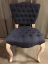 Fabric Chair, Bottons, Tufted, Wooden Legs