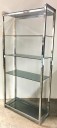 2 AVAILABLE, SHELVING UNIT, MODERN, CHROME AND GLASS