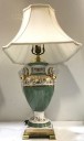 1950'S ORNATE GREEN AND GOLD TABLE LAMP, LADY HANDLES, 2 AVAILABLE
PAIRED WITH SHADES PS023865 & PS023861