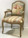 VINTAGE ARM CHAIR, FLORAL, STRIPED, 2 AVAILABLE