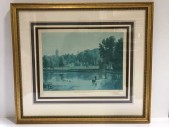 VINTAGE ARTWORK, CLEARED, ENGRAVING,OXFORD FROM THE BANKS OF THE ISIS, ENGRAVED BY R HARRELL, LONDON, PUBLISHED AUGUST 1ST 1818 BY THOMAS MCCLEAN, O'KARMA JONES COMPANY, INC, POND, SCENIC
