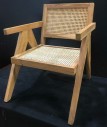 Modern Cane Web Rattan Wicker And Natural Wood Chair