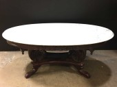 MARBLE TOP COFFEE TABLE, MID CENTURY