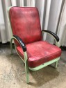 RED RETRO SIDE CHAIR / OFFICE CHAIR, VINTAGE, 2 VINYL CUSHIONS, 1940'S, 1950'S, STEELCASE