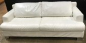 White Leather Modern Couch, Two Seater