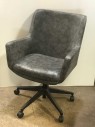 Distressed Manchester Leather Modern Rolling Office Chair