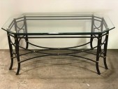 WROUGHT IRON COFFEE TABLE, REMOVEABLE GLASS TOP, MID CENTURY MODERN, MIDCENTURY MODERN