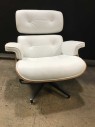 WHITE EAMES CHAIR, MATCHING OTTOMAN PS035571