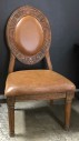 DINING CHAIR WOOD LEATHER SEAT ORNATE W/O ARMS