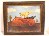 FRAMED ARTWORK CLEARED Cool Dog In A Cool Car