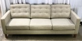 BUTTON TUFTED SOFA, EXPOSED WOOD LEGS, 1 OF 2, OTTOMAN AVAILABLE