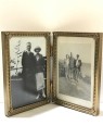VINTAGE PHOTOGRAPHY IN GOLD FRAME, DOUBLE FRAME, FOLDING