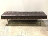 LEATHER CUSHION BENCH, WOOD BODY CHROME LEGS, 4 AVAILABLE