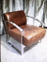 Leather Armchair Metal Arms