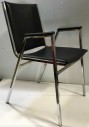 Vintage Leather Metal Stackable Office Chair 80's 90's