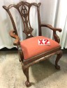 Chair, Dining Room Chair, Wood, Red Cushion,  x10 Mixed (x2 With Arms, x8 Without Arms)