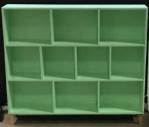 Green Children's Bookcase With 7 Cubby Compartments