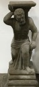 VINTAGE PEDESTAL STATUE, 2 PIECE: BASE AND PILLAR, GRECIAN, ROMAN, MAN LIFTING, 2 AVAILABLE