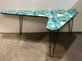 BOOMERANG TABLE, FUNKY, MID CENTURY,  ACRYLIC FINISH ON TOP, 2 AVAILABLE FACING OPPOSITE DIRECTIONS