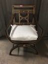 Chair, Dining Chair, Gold Accents, White Cushion
