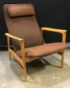 Vintage Low Seat Arm Chair Seat Folds Attachable Head Rest 70's 80's Wooden Arm Rest And Frame
