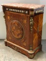 ORNATE ANTIQUE CABINET, INLAID, LOUIS XV, FRENCH, MARBLE TOP FLORAL ACCENTS, 2 AVAILABLE