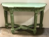VINTAGE AGED GREEN CONSOLE TABLE