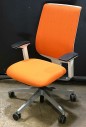 Steelcase Rolling Office Chair, Modern Contemporary Design With Bright Neon Orange Accent
